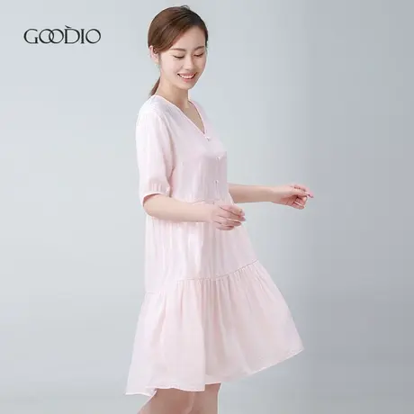 Goodio/歌帝春夏专柜同款女士家居服纯色睡裙女家居裙夏季薄图片