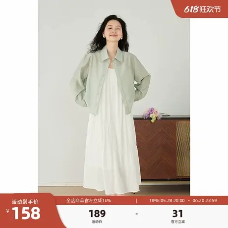 嘉茱莉夏季天丝防晒衬衫外套女小个子短款上衣新款休闲醋酸防晒衣商品大图