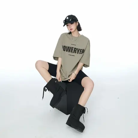 YEP2025夏季新款潮酷街头ins风印花宽松情侣款短袖半袖T恤女上衣商品大图