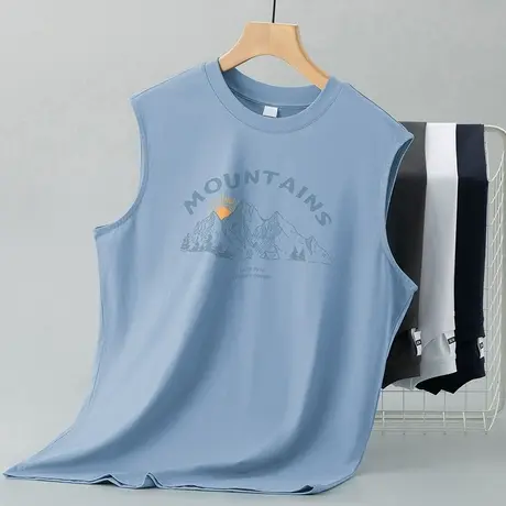 液氨丝光棉冰丝背心男健身跨栏运动坎肩国潮无袖t恤凉感速干汗衫商品大图