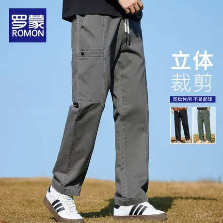 罗蒙美式潮牌工装裤子男春秋宽松直筒阔腿裤2025新款运动休闲长裤商品大图
