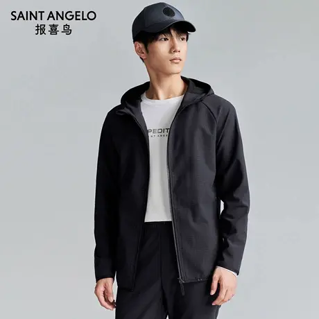 报喜鸟秋季新款男士生活休闲连帽卫衣上衣百搭针织休闲服外套深灰商品大图