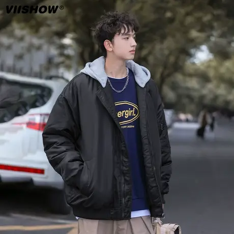 VIISHOW日系潮流保暖连帽棉衣秋冬新款外套男生宽松休闲男士棉服商品大图