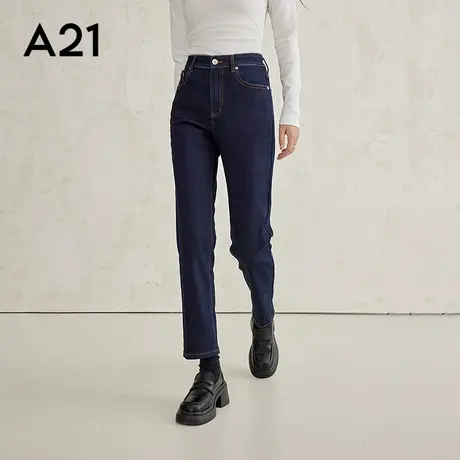 女装高弹高腰小直筒九分牛仔裤商品大图