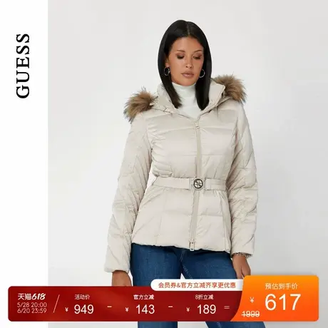 GUESS女士复古回潮经典收腰毛领羽绒服-W4BL53WEX52商品大图