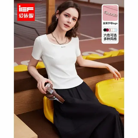 IEF/爱依服【DNA系列】2025夏季新款简约休闲通勤百搭短款气质T恤图片
