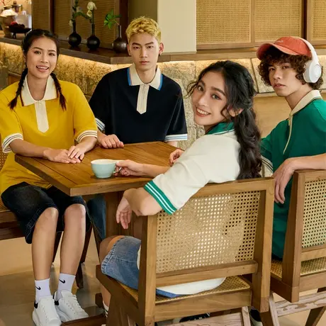 N5真维斯短袖T恤男2025夏季新款美式潮牌重磅翻领半拉链情侣上衣商品大图