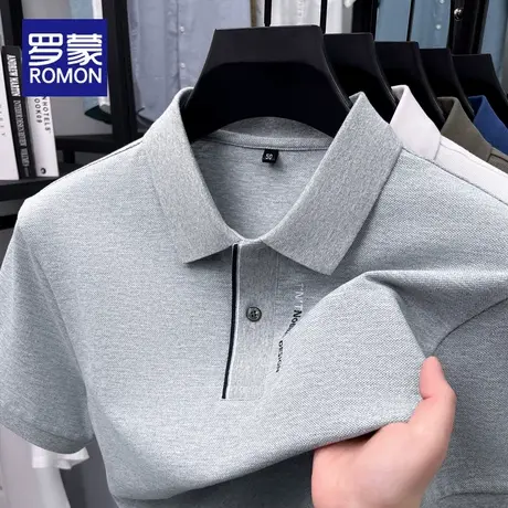 罗蒙男士纯棉短袖POLO衫夏冰丝薄款透气宽松2025新款休闲T恤上衣商品大图