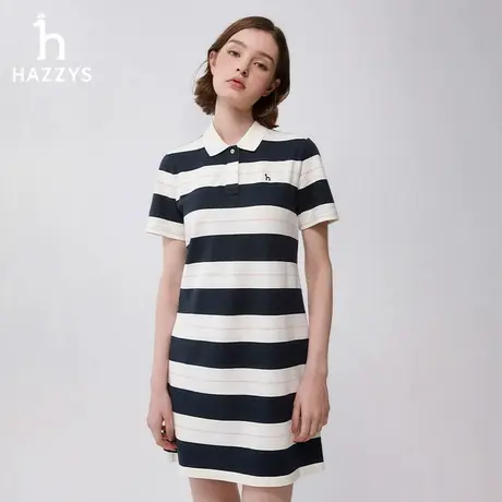 【撞色条纹】Hazzys哈吉斯短袖Polo连衣裙女夏季休闲运动显瘦裙子图片