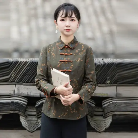 筠雅唐装女中国风改良旗袍上衣收腰显瘦复古时尚新中式女装23J139图片