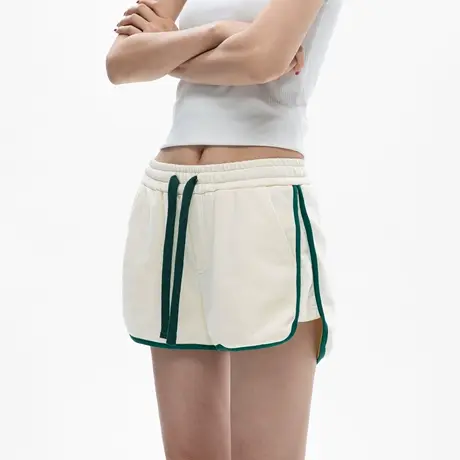 美式撞色抽绳松紧腰短裤女2025夏季新款显瘦A字运动休闲辣妹热裤商品大图