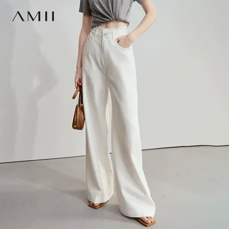 AMII【韩版休闲】韩版休闲百宽松直筒阔腿长裤牛仔裤女图片