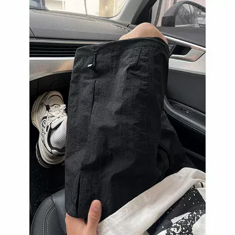 夏季新款短裤男宽松纯色速干运动休闲裤港风纯色跑步松紧腰五分裤图片