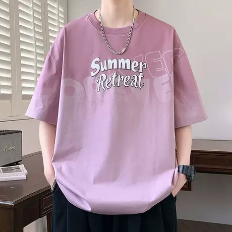 夏季青少年短袖t恤男2025新款大童潮牌夏天高中初中学生宽松半袖商品大图