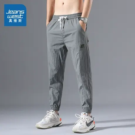 LX真维斯男装2024夏季新款 男士修身百搭休闲薄款舒适束脚九分裤图片