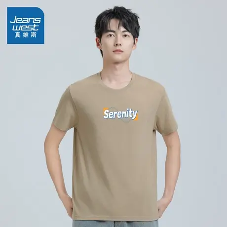 VO真维斯男装2025夏季新款 个性时尚印花宽松休闲圆领短袖T恤男图片