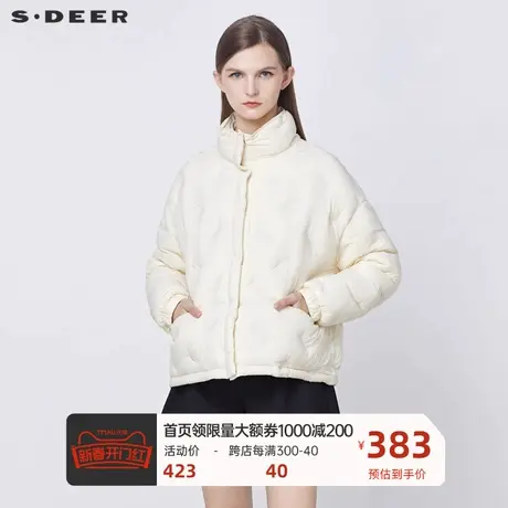 sdeer圣迪奥女装休闲高领羽毛松紧短款羽绒服S21462432图片