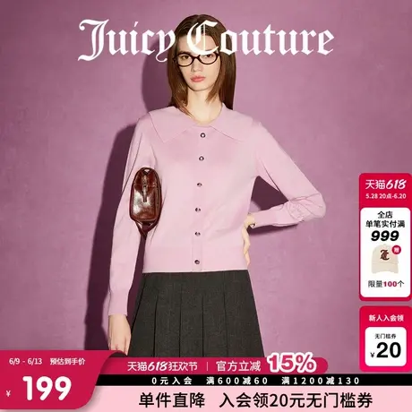Juicy Couture橘滋春夏新款温柔减龄玛德琳千金刺绣银丝边毛衣女图片