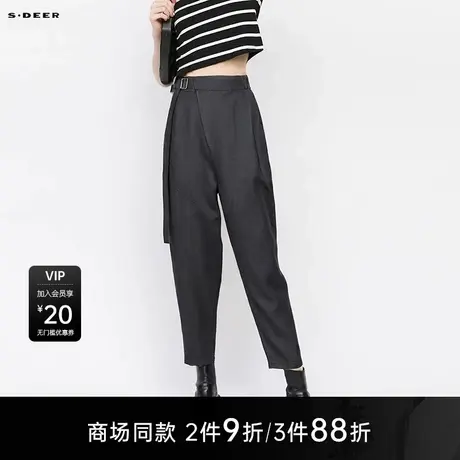 【商场同款】sdeer圣迪奥女时尚松紧拼接插袋牛仔长裤S25280815图片