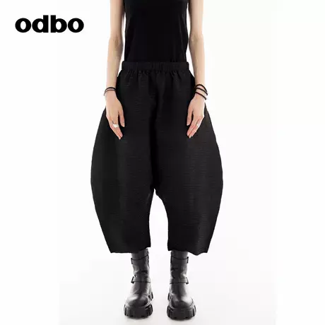 odbo/欧迪比欧时尚设计感休闲裤女2024秋冬新款异形裤七分阔腿裤商品大图