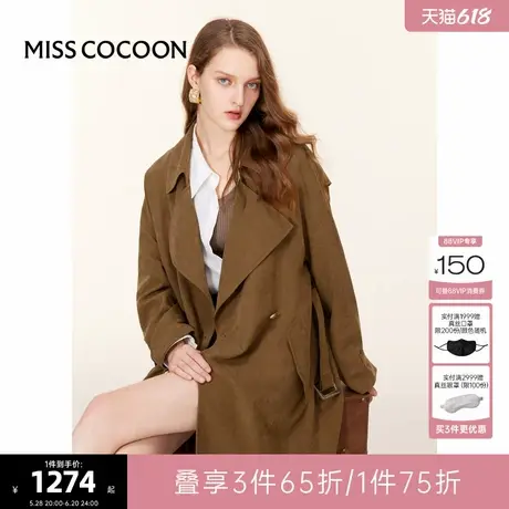 MISSCOCOON【反叛千金】24夏季新款美拉德经典双排扣长款风衣商品大图