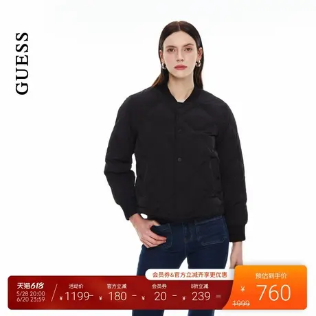 GUESS女士商务通勤简约罗纹菱格绗缝羽绒服-MO4W5880图片