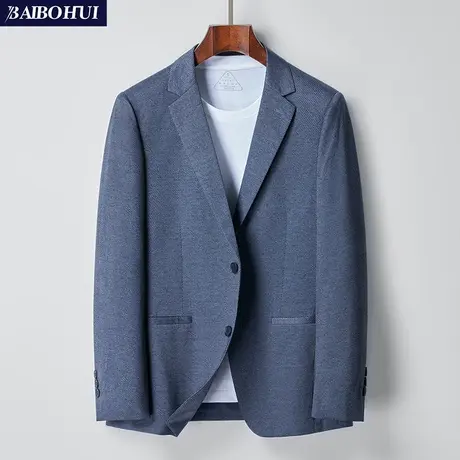 蓝色休闲西服2024新款时尚商务免烫春秋薄款潮流修身小西装外套男商品大图