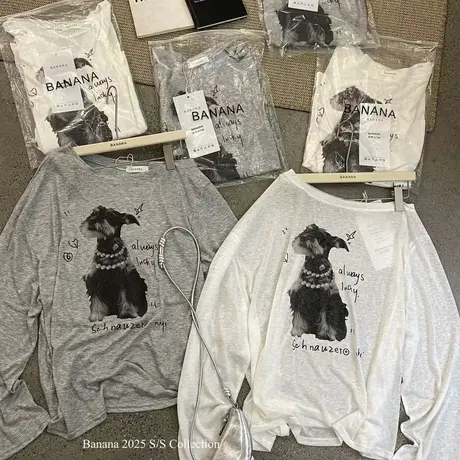 韩国东大门夏季时髦慵懒斜肩长袖t恤女防晒罩衫凉感透气露肩上衣商品大图