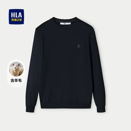HLA/海澜之家含羊毛长袖针织衫25秋季新款有型舒适保暖毛衫男商品大图