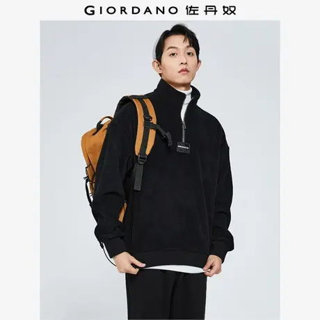 佐丹奴半拉链卫衣男女情侣装加绒灯芯绒绣标立领套头衫18024642商品大图