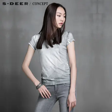 S·🏙DEER＼�ONCEPT圣迪奥文艺水墨晕染简约T恤S15280118商品大图