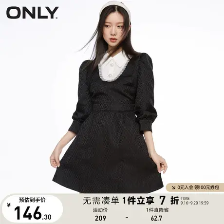 ONLY奥莱夏季洋气蕾丝七分袖假两件刺绣连衣裙女图片