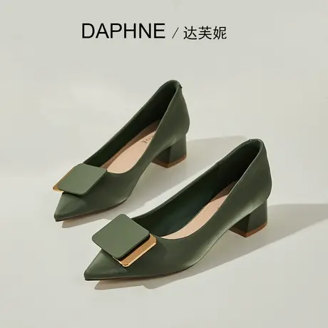 Daphne达芙妮 女神推荐~粗跟单鞋女款夏季浅口尖头一脚蹬高跟鞋子商品大图