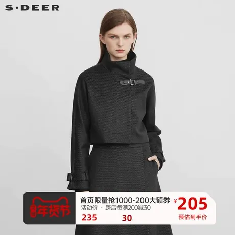 sdeer圣迪奥女装休闲套装暗条纹毛呢短款外套S223Z2251🤺商品大图