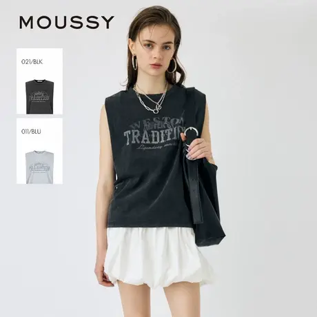 MOUSSY2025夏季新品街头风做旧印花坎肩背心无袖T恤010IS290-8671图片