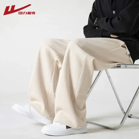 回力灯芯绒裤子男款秋冬季加绒加厚运动卫裤阔腿直筒男士休闲长裤商品大图