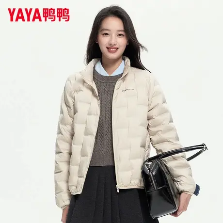鸭鸭2025春秋新款轻薄鸭绒服女短款立领简约羽绒服百搭休闲外套KL商品大图