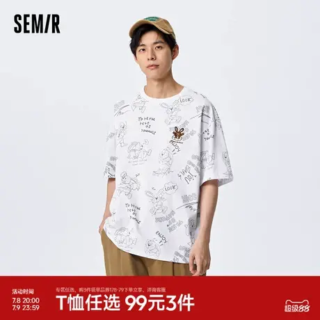 森马短袖T恤男夏季卡通印花潮酷街头风男装宽松休闲上衣新款2023商品大图