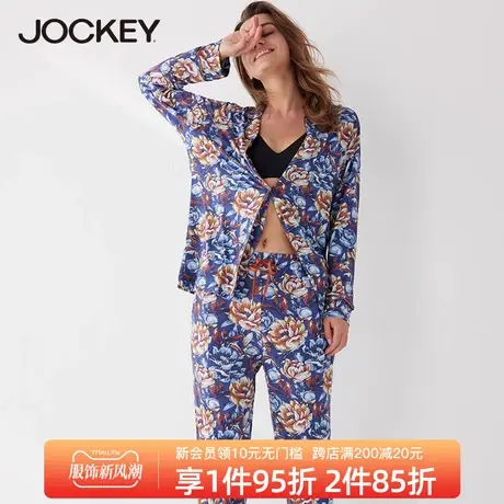 Jockey女士家居服套装莫代尔舒适翻领甜美精致印花可外穿睡衣女商品大图