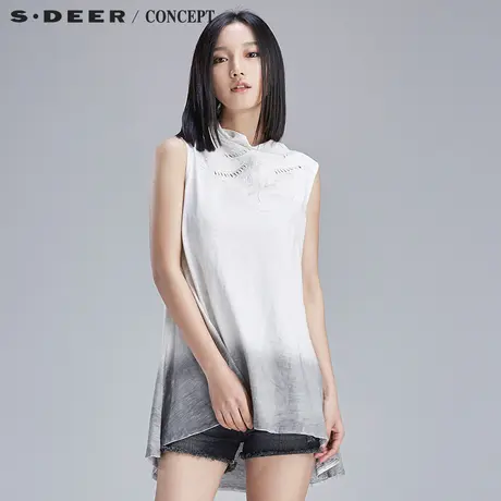 sdeer圣迪奥女素雅贴片绣花手工美感上衣S16280387图片