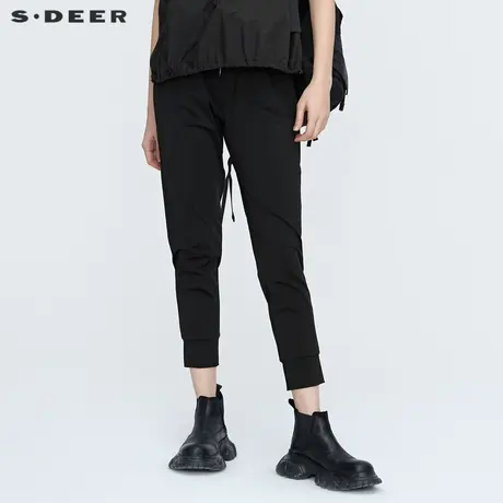 sdeer圣迪奥女装夏季个性松紧字母插袋九分裤S21280817图片