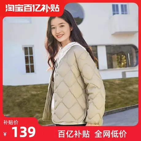 雅鹿羽绒内胆轻薄短款羽绒服女士2025春秋新款时尚百搭菱格外套女商品大图