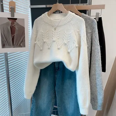 毛衣女加厚打底衫2025春秋冬新款套头宽松外穿针织衫内搭洋气上衣商品大图