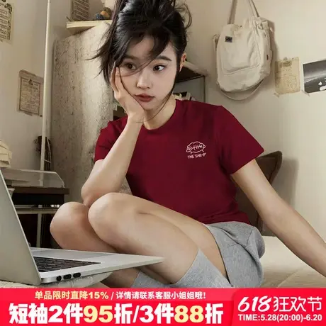 2025夏季新款chic学院风显白酒红色短款t恤女bm风显瘦百搭上衣潮商品大图