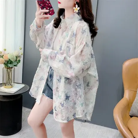 洋气甜美流苏蝴蝶长袖衬衫女春季2025新款宽松休闲设计感防晒上衣图片