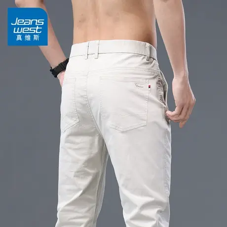 KZ真维斯纯棉白色男裤子春季春秋款2025年新款休闲裤男士高端潮牌商品大图