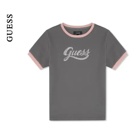 GUESS女士撞色百搭经典版型简约圆领T恤-W4PP95K2Q40图片