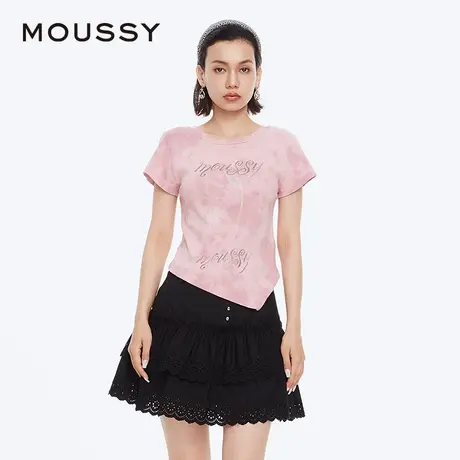 MOUSSY 夏季新品美式复古辣妹晕染玫瑰短袖T恤028ISZ90-3061图片