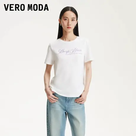 Vero Moda奥莱T恤女2025夏季新款字母刺绣后领印花简约百搭短袖商品大图