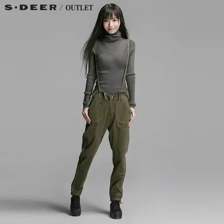 s.deer【新品】圣迪奥专柜正品女休闲明线纹理背带长裤图片